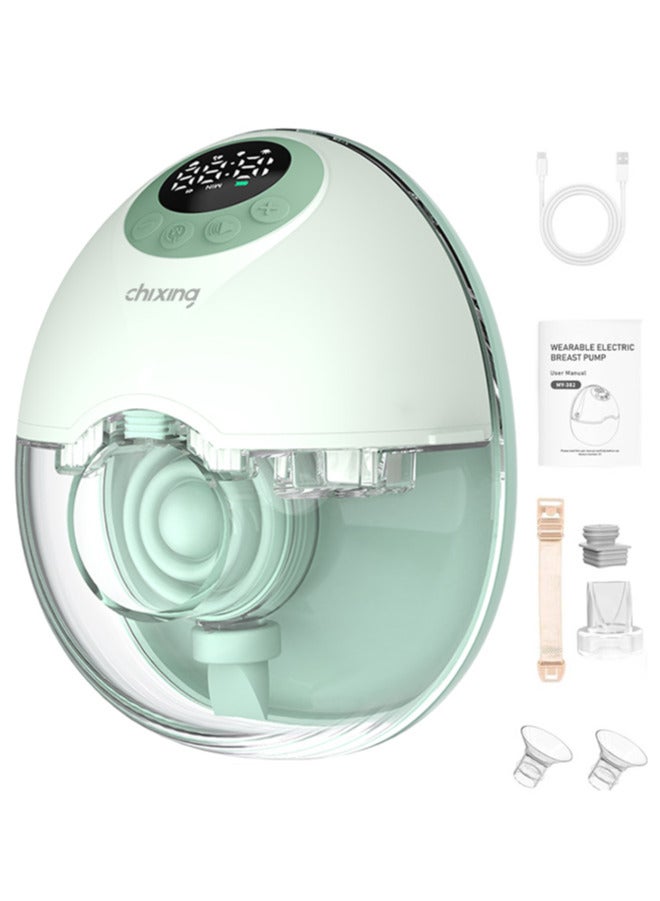 chixing مضخة حليب كهربائية لاسلكية قابلة للارتداء مع إرشادات صوتية - 4 أوضاع و12 مستوى شفط - تصميم محمول للأمهات النشيطات - Image 1